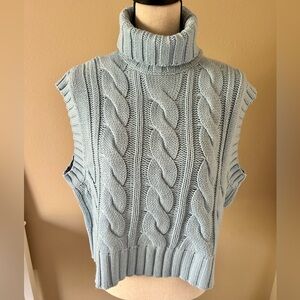 H&M light blue turtleneck sweater vest, size M